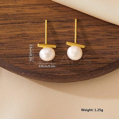 Elegant 925 Sterling Silver Freshwater Pearl Stud Earrings for Women's Daily Wear NN8713-1-1