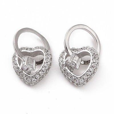 Brass Micro Pave Clear Cubic Zirconia Pendants KK-E068-VC471-1