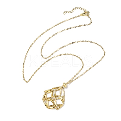 Crystal Stone Cage Pendant Necklaces NJEW-JN04759-03-1