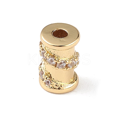Rack Plating Brass Micro Pave Clear Cubic Zirconia Beads KK-C019-29G-1