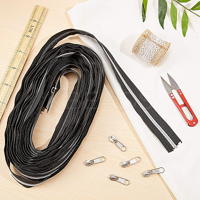 Nylon Closed-end Zipper and Zinc Alloy Zipper Sliders Zipper Head DIY-BC0011-65-1