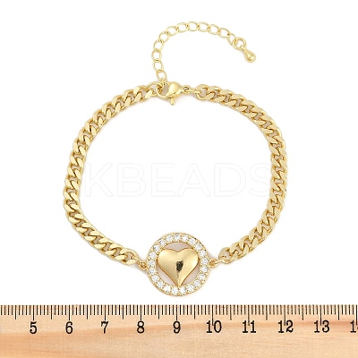 Brass Micro Pave Clear Cubic Zirconia Link Bracelets LS-BJEW-M050-03G-02-1