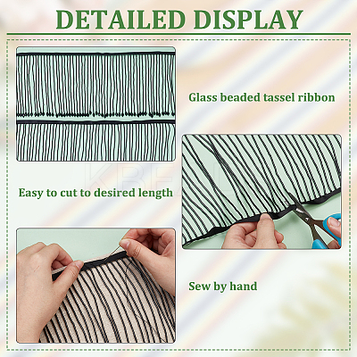 1 Yard Polyester Lace Trims with Glass Beaded Tassel OCOR-BC0007-85-1