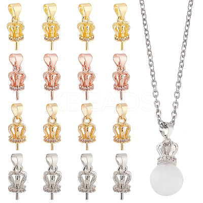 16Pcs 4 Colors Brass Micro Pave Cubic Zirconia Pendant Bails FIND-PH0021-30-1