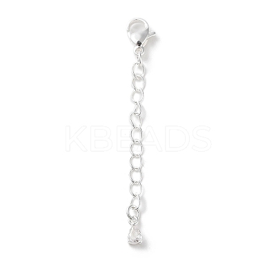 Brass Micro Pave Clear Cubic Zirconia Chain Extender KK-G491-52C-S-1