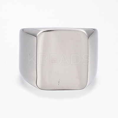 Tarnish Resistant 304 Stainless Steel Signet Band Rings for Men RJEW-G091-16-20mm-P-1