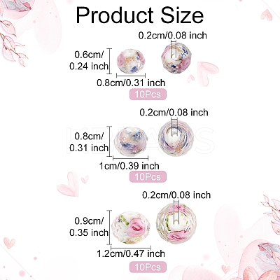 30Pcs 3 Styles Handmade Gold Sand Lampwork Beads LAMP-YW0001-34A-1