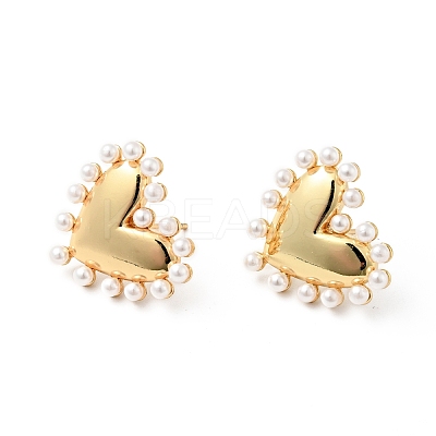 Rack Plating Brass with Acrylic Beads Stud Earrings for Women EJEW-G311-06G-1