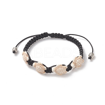 Synthetic Turquoise(Dyed) Tortoise Braided Bead Bracelet for Women BJEW-TA00225-02-1