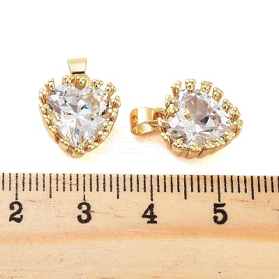 Rack Plating Brass Clear Cubic Zirconia Pendants KK-S379-05G-1