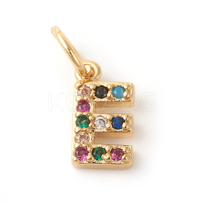 Brass Micro Pave Colorful Cubic Zirconia Charms ZIRC-F092-01-E-1