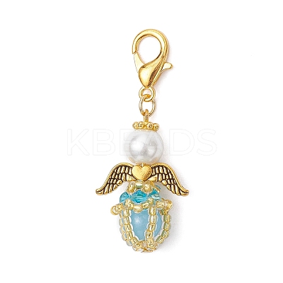 Luminous Acrylic & Handmade Glass Seed Beaded Pendants Decorations HJEW-MZ00379-1