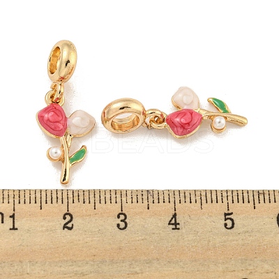 Rack Plating Alloy Enamel Flower European Dangle Charms FIND-B034-45G-02-1