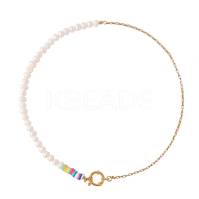 Vintage Natural Pearl Beaded Necklace for Girl Women NJEW-SW00002-03-1