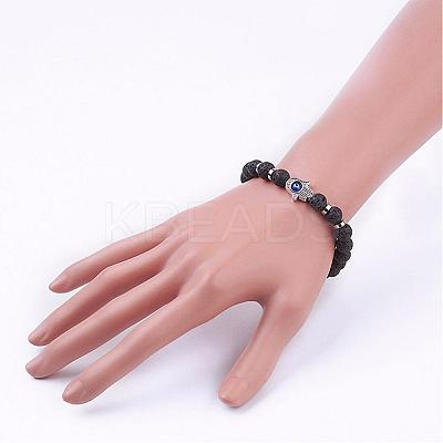 Natural Lava Rock Stretch Bracelets BJEW-JB03146-01-1
