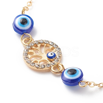 Crystal Rhinestone & Resin Evil Eye Link Slider Bracelet BJEW-JB08630-1