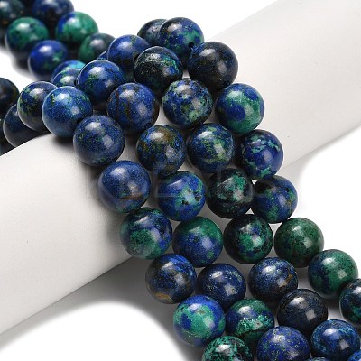 Natural Azurite Beads Strands G-Z110-C02-8mm-1