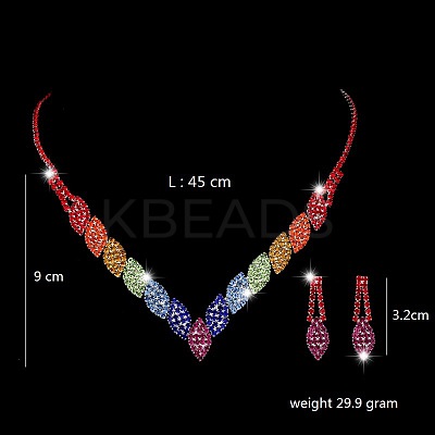 Horse Eye Alloy Rhinestone Chain Necklaces & Stud Dangle Earrings Sets FS-WG777BF-01-1