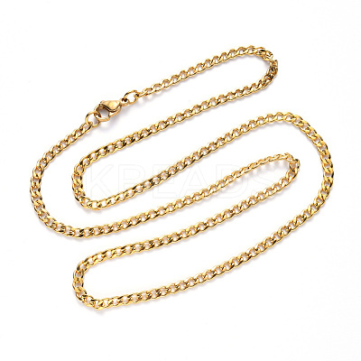 Men's PVD Vacuum Plating 304 Stainless Steel Cuban Link Chain Necklace NJEW-S420-002G-1