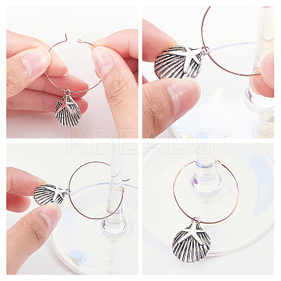 Brass Wine Glass Charm Rings KK-PH0036-51RG-1