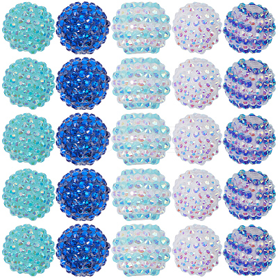 30Pcs 5 Style Resin Rhinestone Graduated Beads RESI-SC0003-06-1