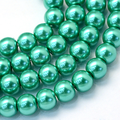 Baking Paint Pearlized Glass Pearl Round Bead Strands HY-Q003-14mm-29-1