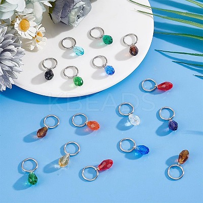 120Pcs 12 Colors Glass Charms PALLOY-GO00011-1