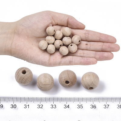 Natural Beech Wood Beads WOOD-T020-01B-1