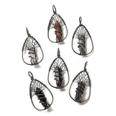 Natural Mixed Stone Double Terminal Pointed Faceted Bullet Big Pendants G-Q015-01-1