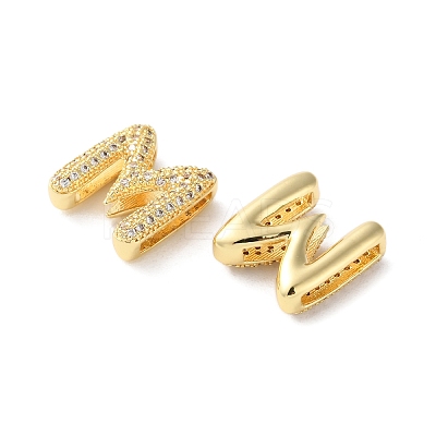 Rack Plating Brass Micro Pave Cubic Zirconia Slide Charms KK-C084-34G-M-1