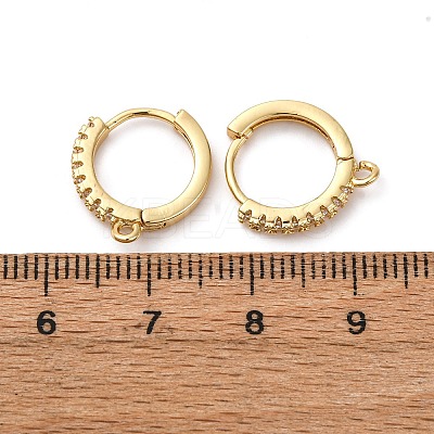 Brass Clear Cubic Zirconia Hoop Earring Findings KK-L242-27G-1