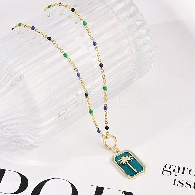 Brass Pendant Necklaces NJEW-R006-01G-02-1