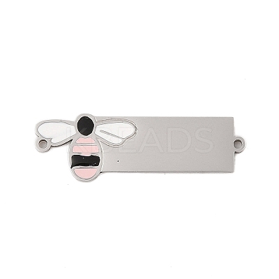304 Stainless Steel Pink Enamel Connector Charms STAS-P377-16P-B-1
