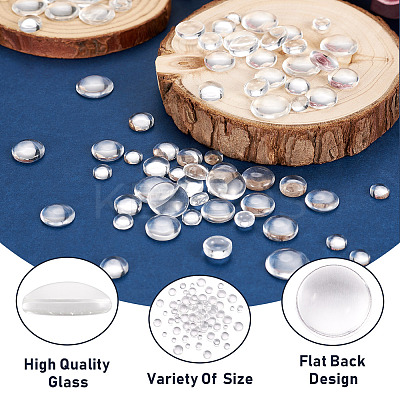 80Pcs 4 Size Transparent Glass Cabochons X1-GGLA-ZZ0001-03-1