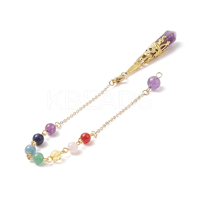 Mixed Gemstone Pointed Dowsing Pendulums PALLOY-JF02047-1