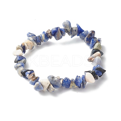 Natural Sodalite Beads Stretch Bracelets for Children BJEW-JB06388-03-1