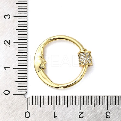 Rack Plating Brass Micro Pave Clear Cubic Zirconia Screw Carabiner Lock Charms KK-D047-08G-1