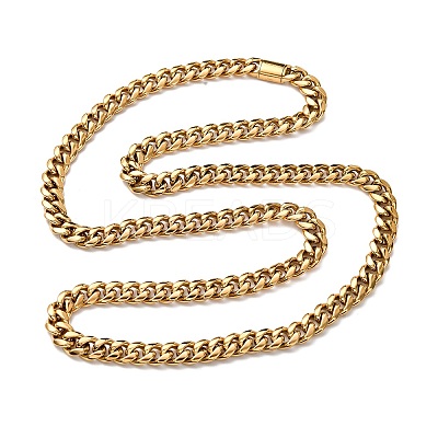 8MM 304 Stainless Steel Cuban Link Chain Necklaces for Unisex NJEW-K295-02A-G-1