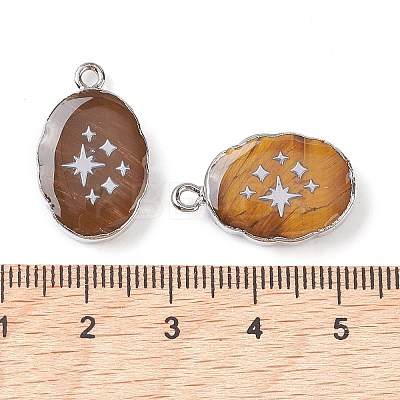 Natural Tiger Eye Oval Pendants G-C102-07P-06-1