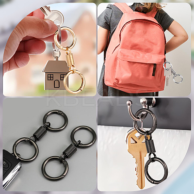 12Pcs 3 Colors Nordic Retro Zinc Alloy Double Spring Ring Clasps FIND-SC0012-87B-1