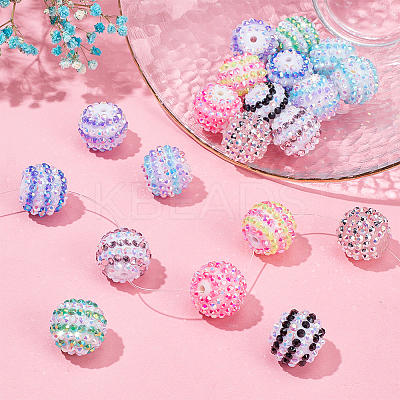 20pcs 10 colors Resin Rhinestone Beads RESI-CA0001-58-1