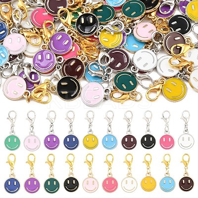 60Pcs Smiling Face Alloy Enamel Pendant Decorations HJEW-YW00244-1