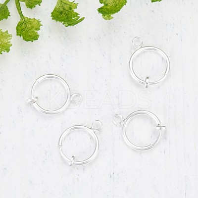 Brass Clip-on Hoop Earring Findings KK-P102-01S-1