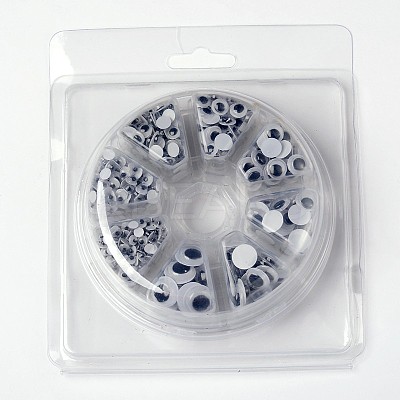 Flat Round Black & White Plastic Wiggle Googly Eyes Cabochons DIY Scrapbooking Crafts Toy Accessories KY-X0006-B-1