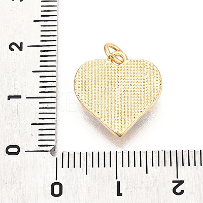 Brass Pave Natural Shell Evil Eye Heart Pendants KK-N268-08G-1