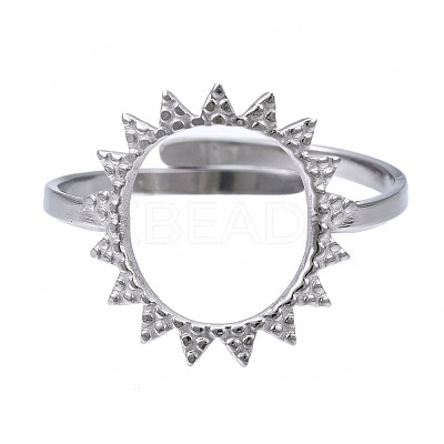 Non-Tarnish 304 Stainless Steel Sun Open Cuff Ring RJEW-T023-84P-1