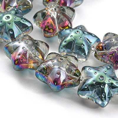 Half Rainbow Plated Electroplate Transparent Glass Beads Strands EGLA-G037-07A-HR01-1