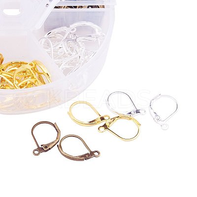 15mm Brass Leverback Earring Findings 3 Mixed Colors in One Box for Jewelry Making KK-PH0015-03M-1