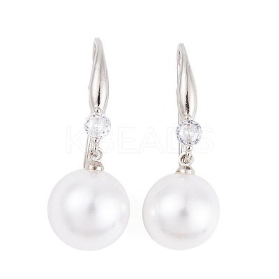 Rack Plating Brass Cubic Zirconia ABS Pearl Earring Hooks EJEW-S219-16P-05-1