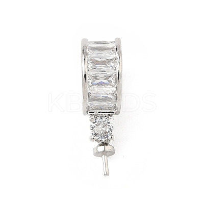 Brass Pave Cubic Zirconia Hoop Earring Findings KK-D369-02P-1